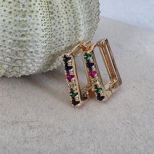 Small Gold Filled Rectangle Huggie Hoop Earrings
